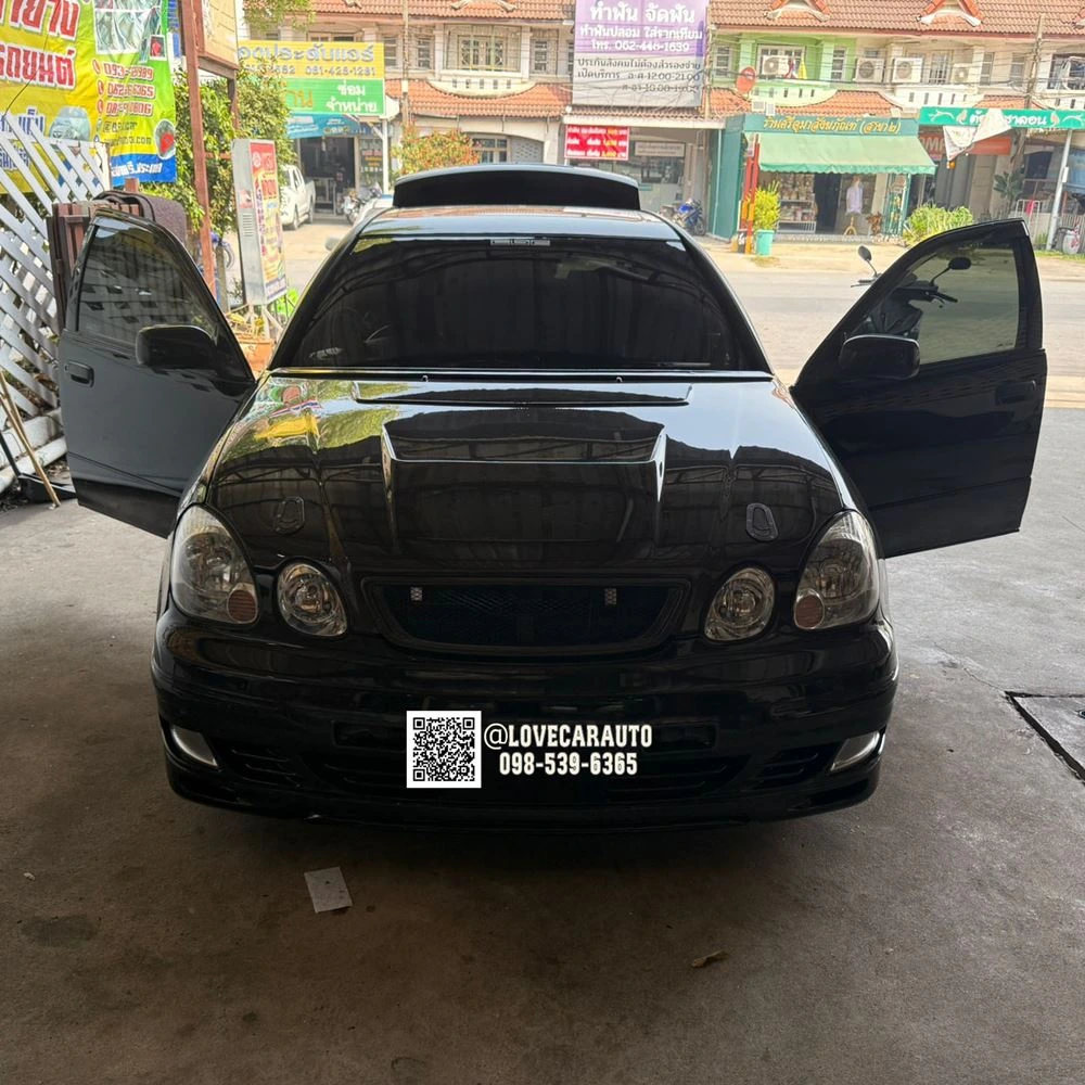 พรมปูพื้นรถยนต์ Toyota Aristo กระดุมเล็ก pvc สีดำ