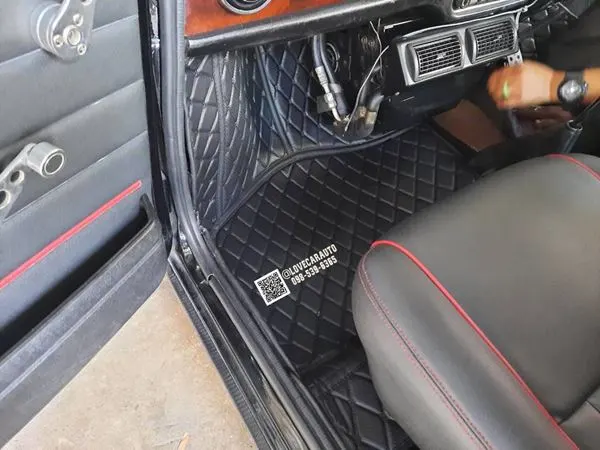 พรมปูพื้นรถยนต์ 6D Mini Cooper Classic ลายเคฟล่าสีดำด้ายดำ