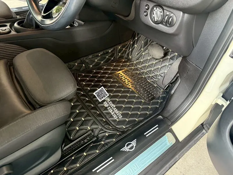 พรมปูพื้นรถยนต์ 6D Mini Clubman พรมvvip ดำด้ายทอง