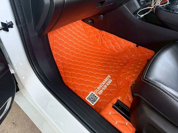 พรมปูพื้นรถยนต์ Aion ES พรม VVIPด้ายคู่สีส้มด้ายทอง