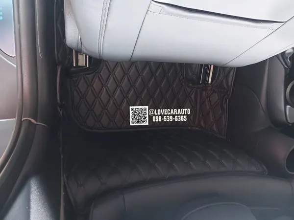 พรมปูพื้นรถยนต์ 6D Mini Cooper F56 สีดำล้วนด้ายคู่เต็มคัน+แผ่นท้ายกระดุมเล็กpvc