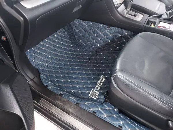 พรมปูพื้นรถยนต์ 6D Subaru XV 2016 สีน้ำเงินด้ายทองด้ายคู่