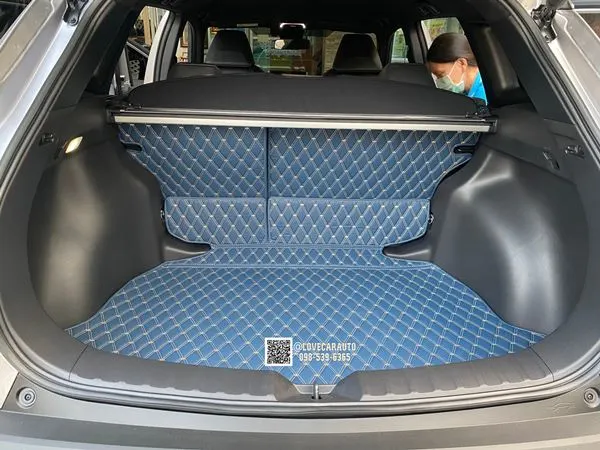 พรมปูพื้นรถยนต์ 7D Toyota Cross สีน้ำเงิน + เทา