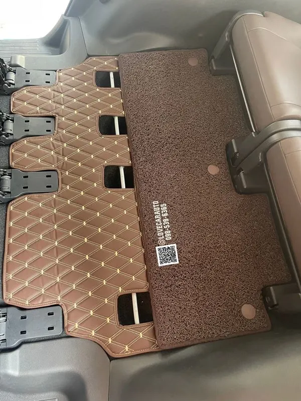 พรมปูพื้นรถยนต์ 7D Mitsubishi Pajero sport 2025 สีกาแฟ+ไวนิลน้ำตาล