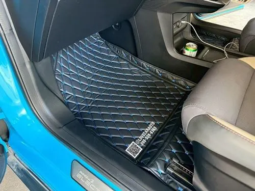 พรมปูพื้นรถยนต์ Mg 4 สีดำด้ายน้ำเงิน