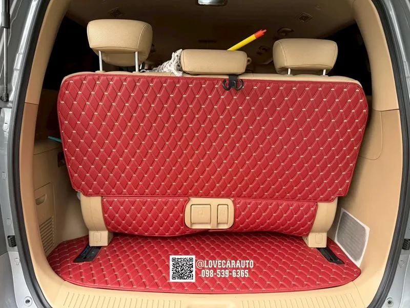 พรมปูพื้นรถยนต์ 6D Hyundai H-1 Elite พรม VVIP ด้ายคู่สีแดงไวน์