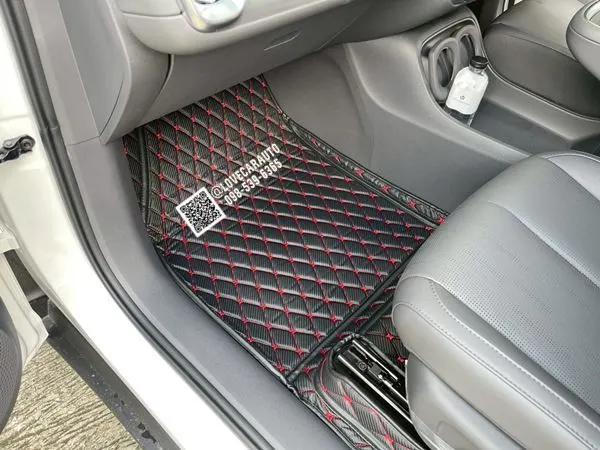 พรมปูพื้นรถยนต์ Leapmotor B10 พรม6Dเคฟล่าดำด้ายแดง