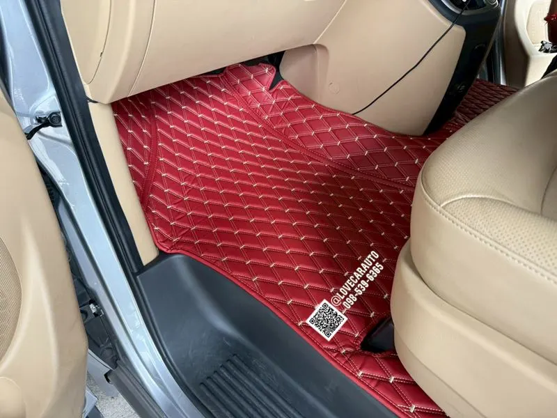 พรมปูพื้นรถยนต์ 6D Hyundai H-1 Elite พรม VVIP ด้ายคู่สีแดงไวน์